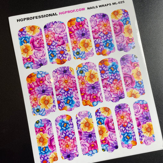 ML-025 Stickers Wraps ( Long Nails )